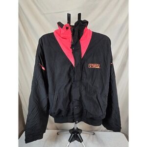 Vintage OMEGA Sz XL Pink Black Zip Front Nylon Windbreaker Jacket